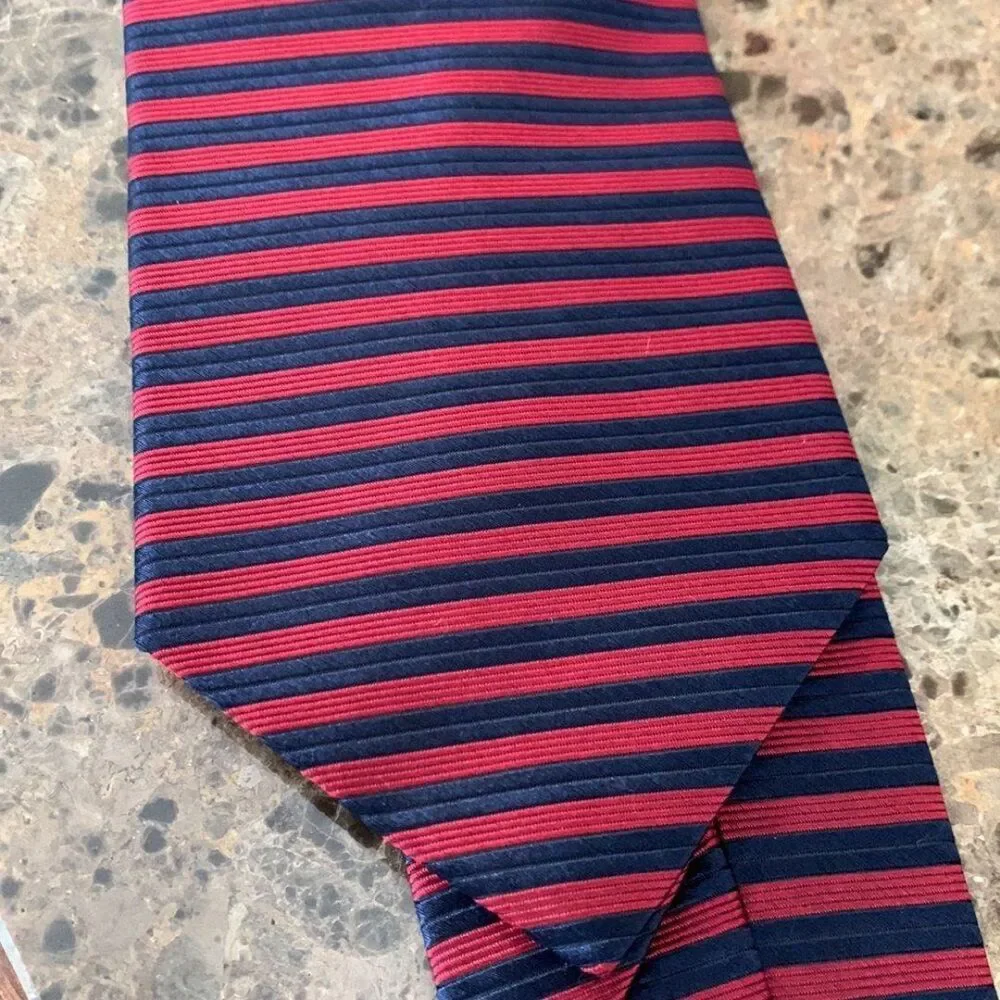 Tommy Hilfiger Red and Blue Horizontal Stripe Neck Tie
